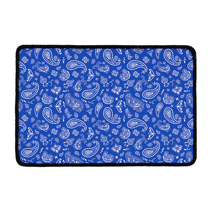 Blue Paisley Bandana Pattern Print Kitchen Mat