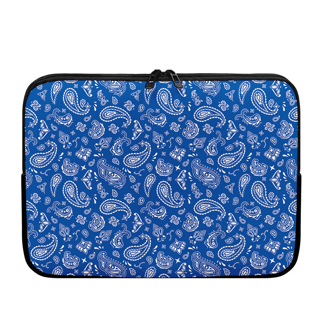Blue Paisley Bandana Pattern Print Laptop Sleeve