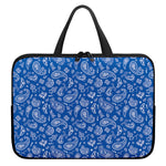 Blue Paisley Bandana Pattern Print Laptop Sleeve With Handle