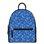 Blue Paisley Bandana Pattern Print Leather Backpack