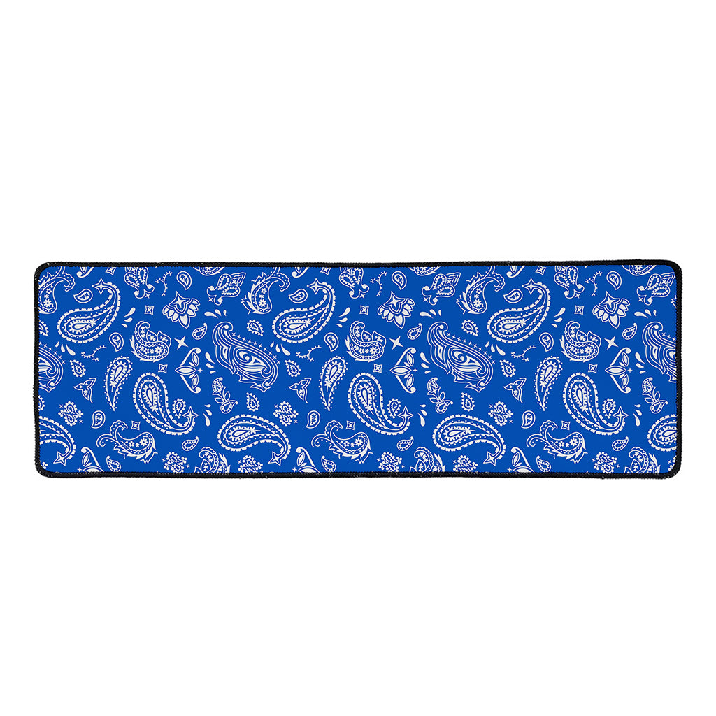 Blue Paisley Bandana Pattern Print Long Kitchen Mat