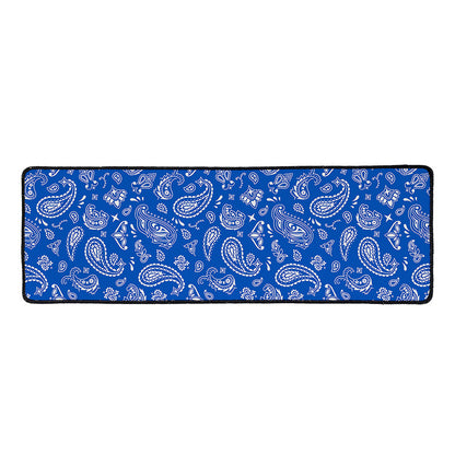Blue Paisley Bandana Pattern Print Long Kitchen Mat