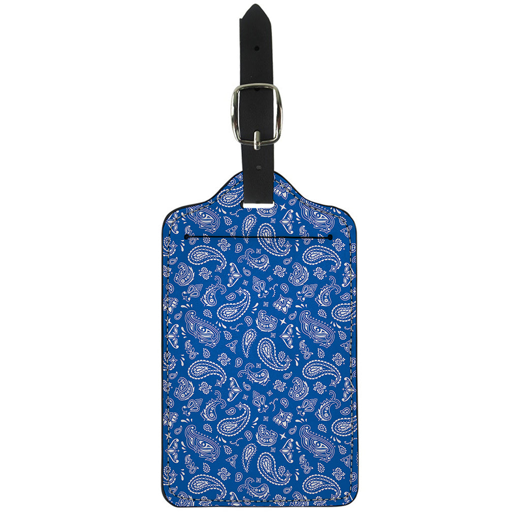 Blue Paisley Bandana Pattern Print Luggage Tag