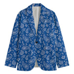 Blue Paisley Bandana Pattern Print Men's Blazer
