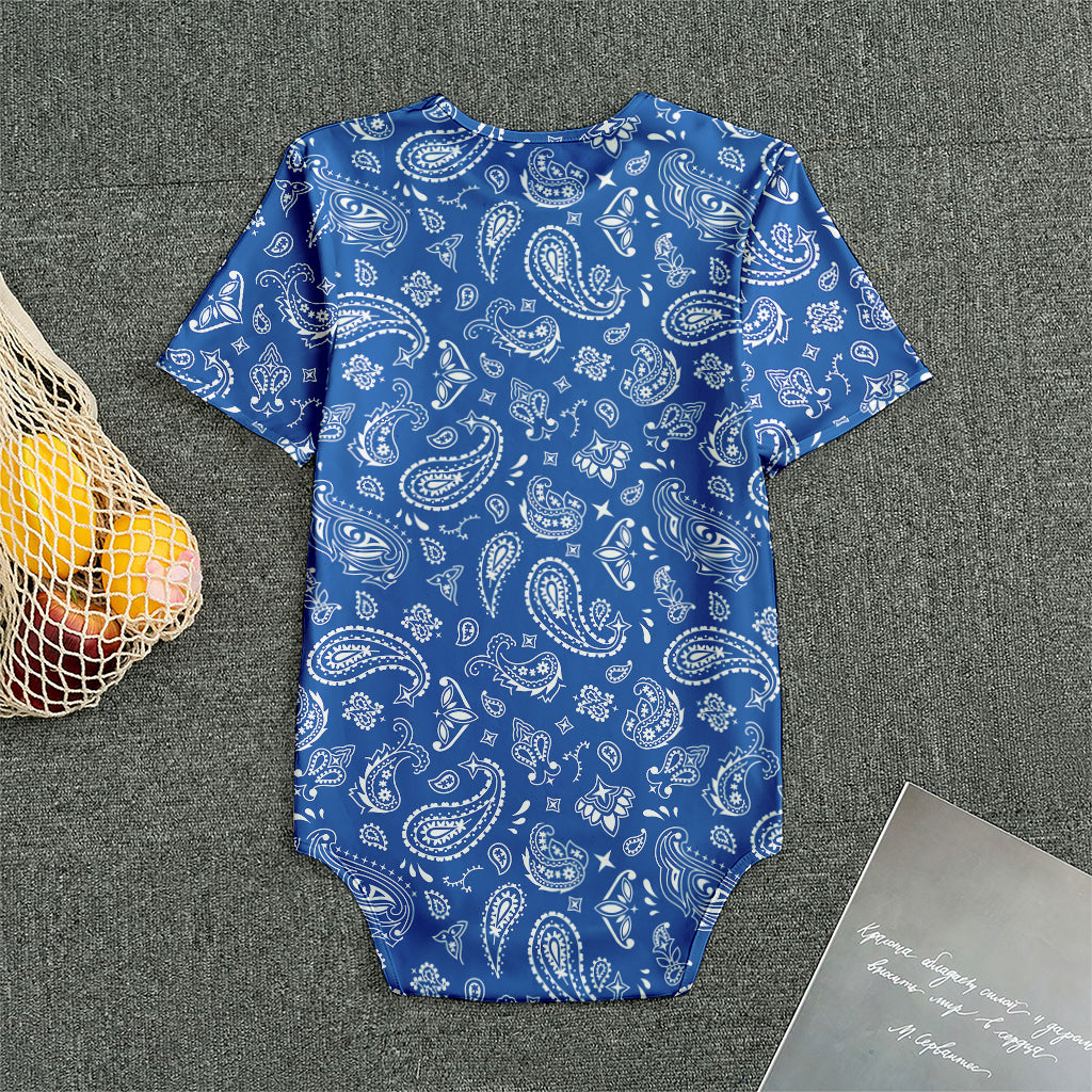 Blue Paisley Bandana Pattern Print Men's Bodysuit