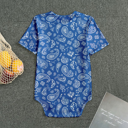 Blue Paisley Bandana Pattern Print Men's Bodysuit