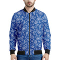 Blue Paisley Bandana Pattern Print Men's Bomber Jacket