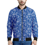 Blue Paisley Bandana Pattern Print Men's Bomber Jacket