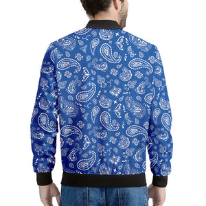 Blue Paisley Bandana Pattern Print Men's Bomber Jacket