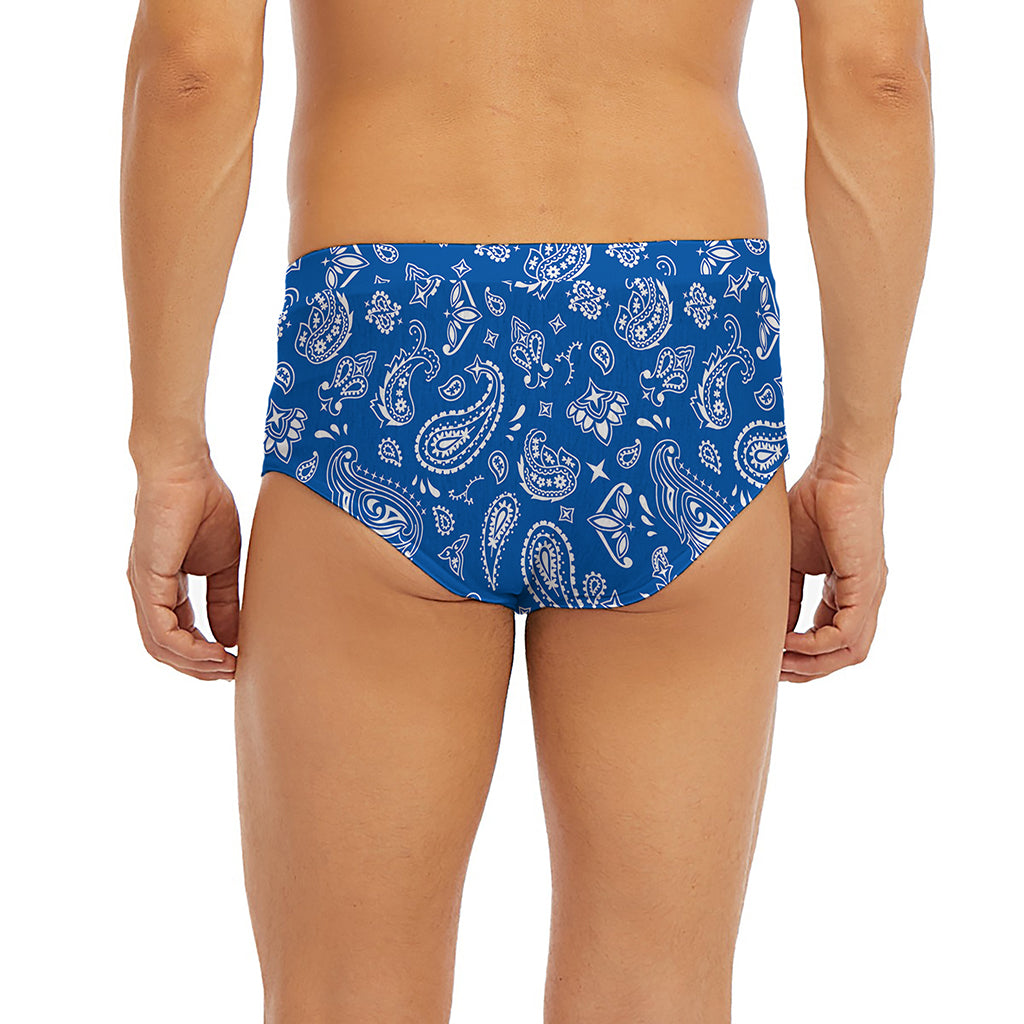 Blue Paisley Bandana Pattern Print Men's Briefs