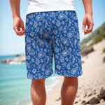 Blue Paisley Bandana Pattern Print Men's Cargo Shorts