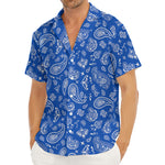 Blue Paisley Bandana Pattern Print Men's Deep V-Neck Shirt