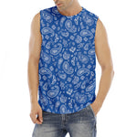 Blue Paisley Bandana Pattern Print Men's Fitness Tank Top
