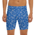 Blue Paisley Bandana Pattern Print Men's Long Boxer Briefs