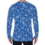 Blue Paisley Bandana Pattern Print Men's Long Sleeve T-Shirt