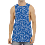 Blue Paisley Bandana Pattern Print Men's Muscle Tank Top