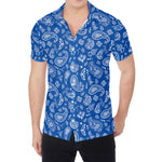 Blue Paisley Bandana Pattern Print Men's Shirt