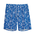 Blue Paisley Bandana Pattern Print Men's Athletic Shorts