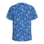 Blue Paisley Bandana Pattern Print Men's Sports T-Shirt