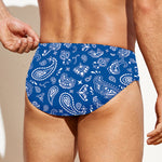 Blue Paisley Bandana Pattern Print Men's Swim Briefs