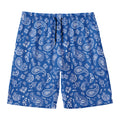 Blue Paisley Bandana Pattern Print Men's Swim Trunks