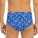 Blue Paisley Bandana Pattern Print Men's Triangle Swim Briefs