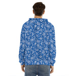 Blue Paisley Bandana Pattern Print Men's Velvet Pullover Hoodie