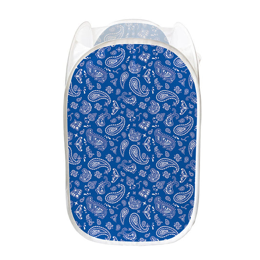 Blue Paisley Bandana Pattern Print Mesh Laundry Hamper