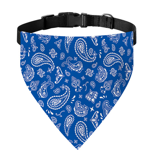 Blue Paisley Bandana Pattern Print Over The Collar Dog Bandana