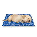 Blue Paisley Bandana Pattern Print Pet Cooling Mat Cover