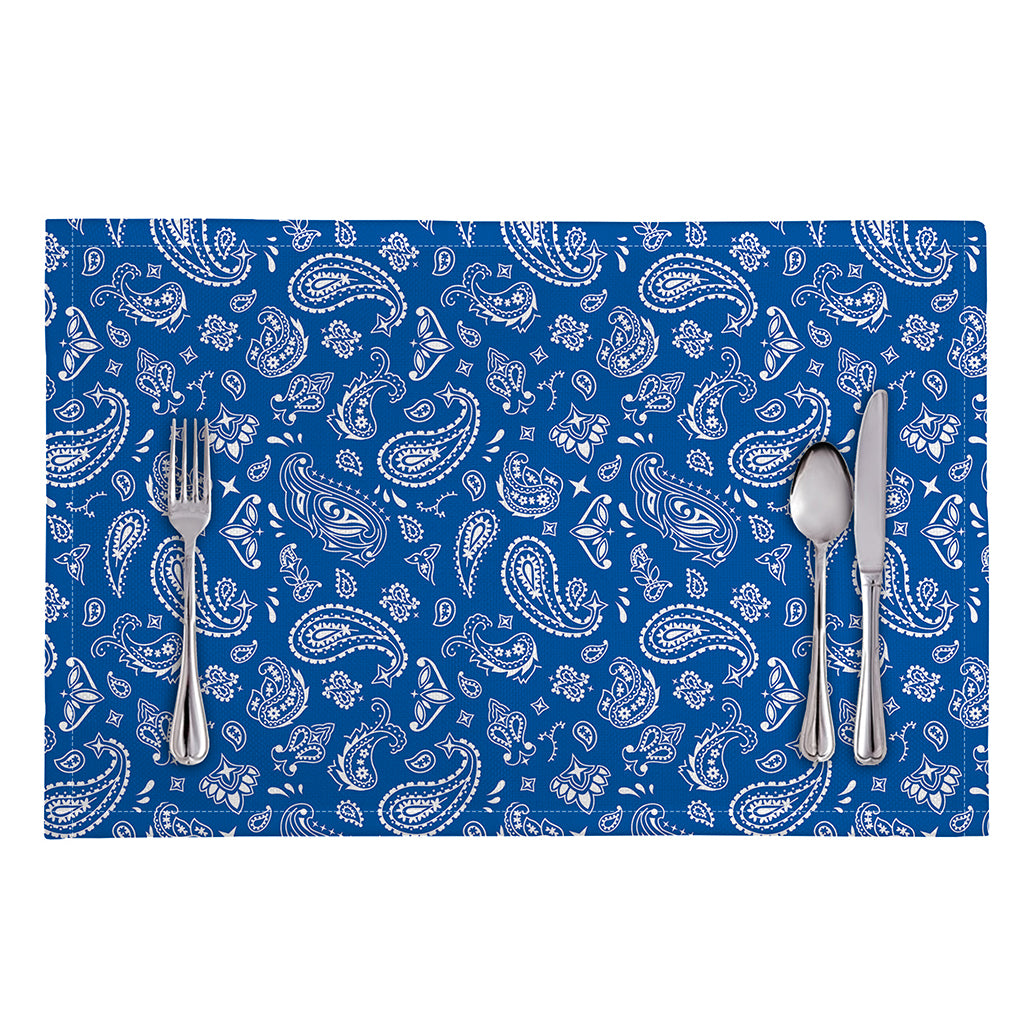 Blue Paisley Bandana Pattern Print Placemat