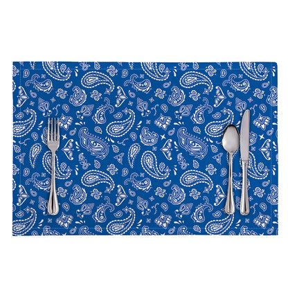 Blue Paisley Bandana Pattern Print Placemat