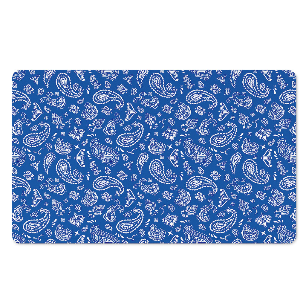 Blue Paisley Bandana Pattern Print Polyester Doormat