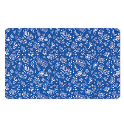 Blue Paisley Bandana Pattern Print Polyester Doormat