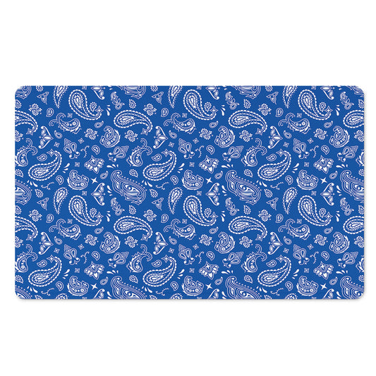 Blue Paisley Bandana Pattern Print Polyester Doormat
