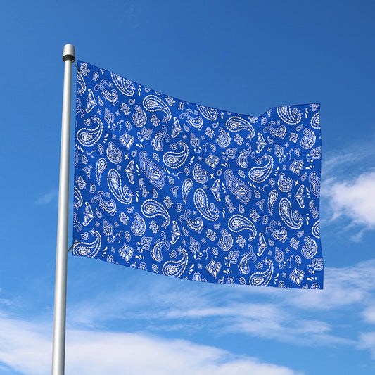 Blue Paisley Bandana Pattern Print Polyester Flag