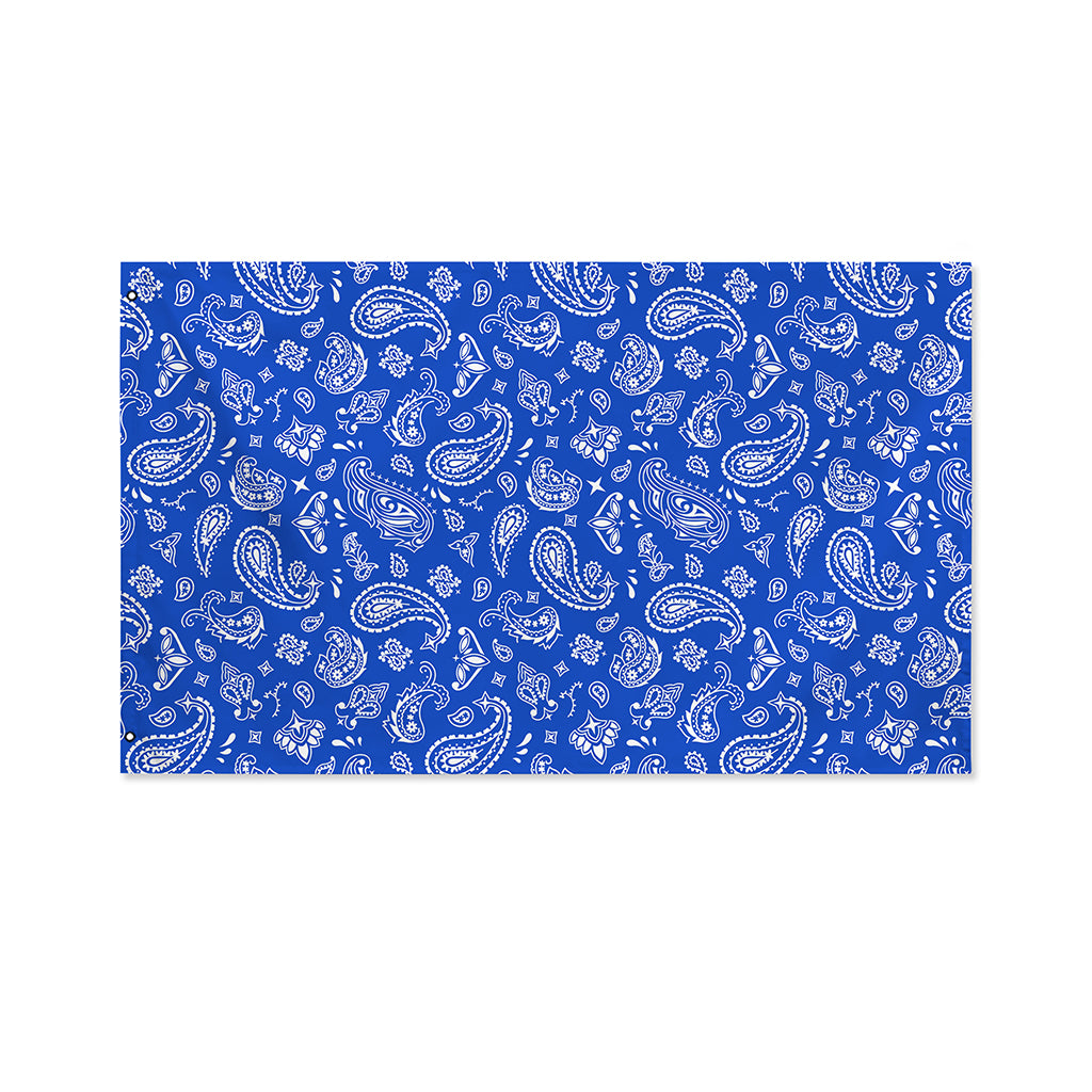 Blue Paisley Bandana Pattern Print Polyester Flag