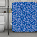 Blue Paisley Bandana Pattern Print Polyester Shower Curtain