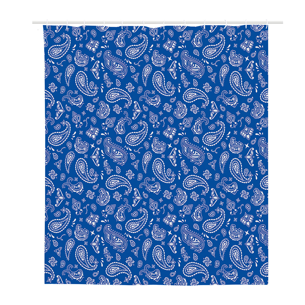 Blue Paisley Bandana Pattern Print Polyester Shower Curtain