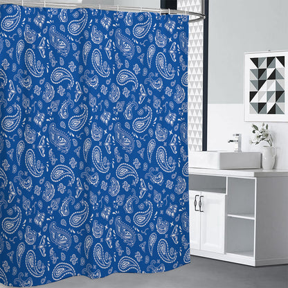 Blue Paisley Bandana Pattern Print Premium Shower Curtain