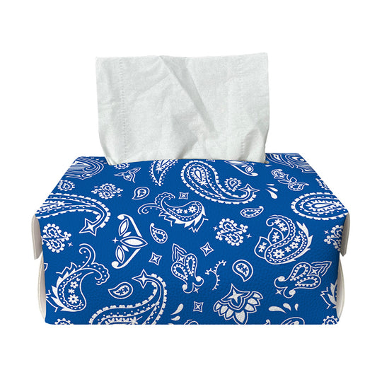 Blue Paisley Bandana Pattern Print Rectangle Tissue Box Cover