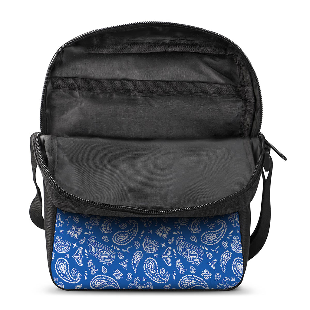 Blue Paisley Bandana Pattern Print Rectangular Crossbody Bag