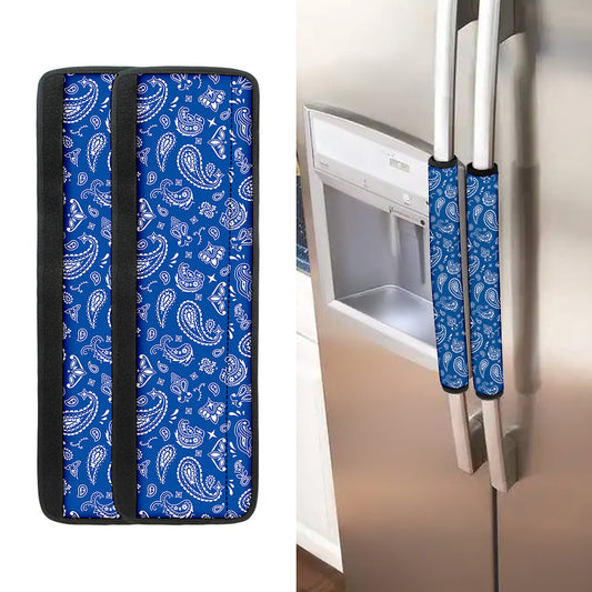 Blue Paisley Bandana Pattern Print Refrigerator Handle Covers