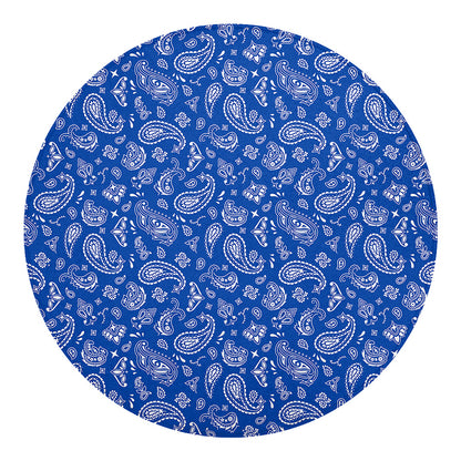 Blue Paisley Bandana Pattern Print Round Blanket