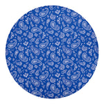 Blue Paisley Bandana Pattern Print Round Blanket
