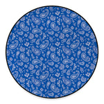 Blue Paisley Bandana Pattern Print Round Floor Mat