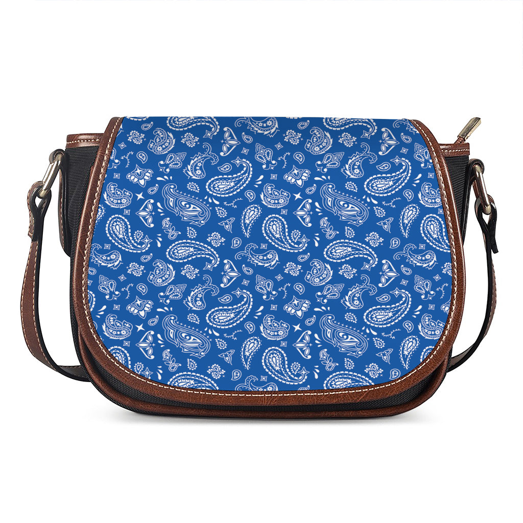Blue Paisley Bandana Pattern Print Saddle Bag