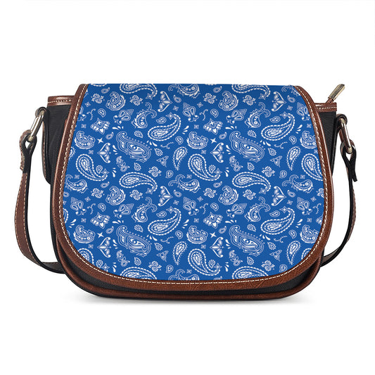 Blue Paisley Bandana Pattern Print Saddle Bag