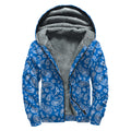 Blue Paisley Bandana Pattern Print Sherpa Lined Zip Up Hoodie