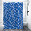 Blue Paisley Bandana Pattern Print Shower Curtain